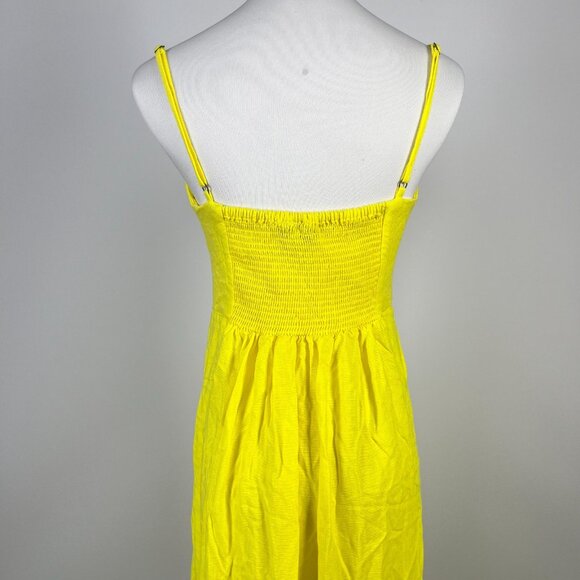 NWOT Farm Rio Linen Blend Yellow Sleeveless Midi Dress Size S - Picture 7 of 13